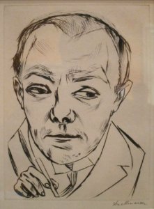Self-portrait by Max Beckmann, 1920, drypoint, Honolulu Museum of Art