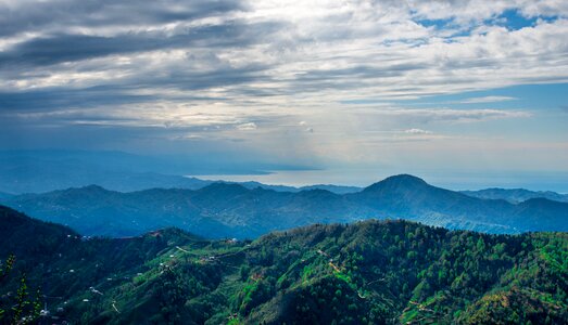 Mountains green clouds