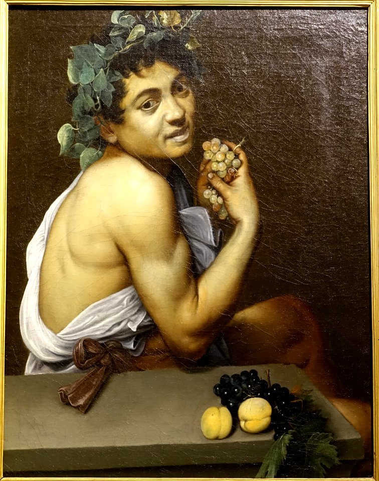 Self-portrait as Bacchus, by Caravaggio, 1592-1595, oil on canvas - Galleria Borghese - Rome, Italy - DSC04872