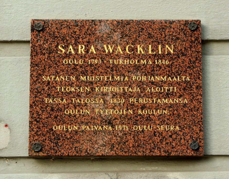 Sara Wacklin Plaque Oulu