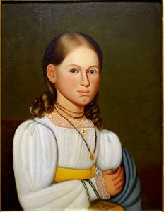 Sarah Minot Melville by Zedekiah Belknap, c. 1830, oil on panel - Currier Museum of Art - Manchester, NH - DSC07394