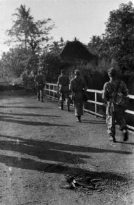 Semarang een verkenningseenheid loopt over een brug, Bestanddeelnr 1620