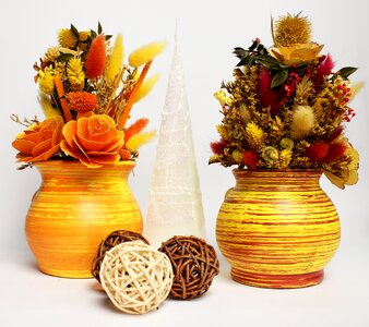 Dried decorative flowers ceramics photo