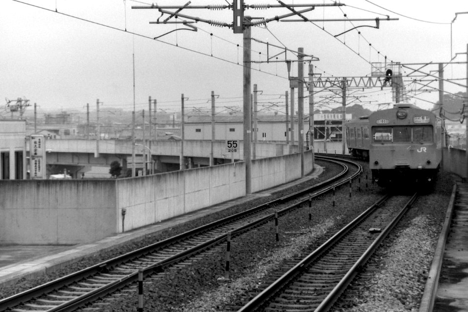 Senseki Line 103 series approaching Hon-Shiogama station