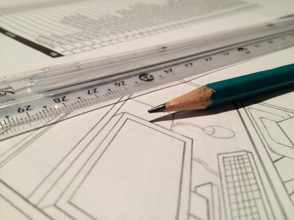 Rule technical drawing pencil