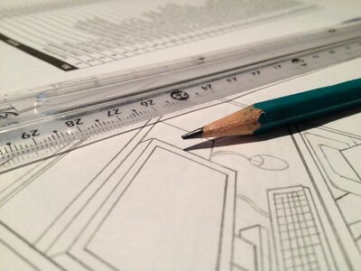 Rule technical drawing pencil