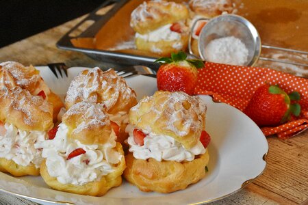 Whipped cream milk product pastries photo