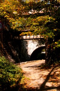 Seldom Seen Arch and railroad bridges in early fall, 2020-10-09, 01