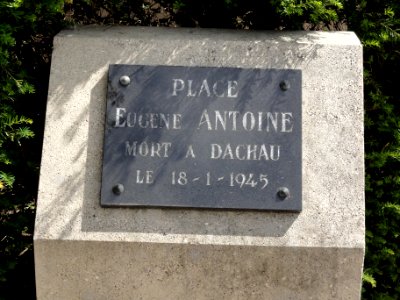 Senon (Meuse) plaque Place Eugène Antoine (mémorial Dachau)
