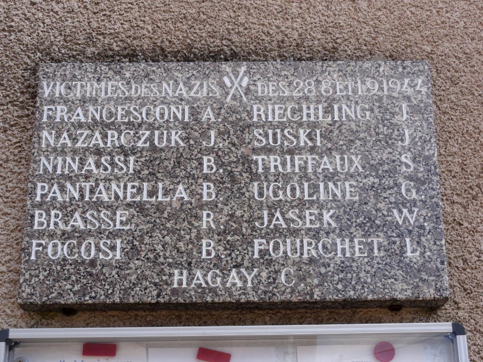 Senon (Meuse) mairie, plaque B, victimes 1944