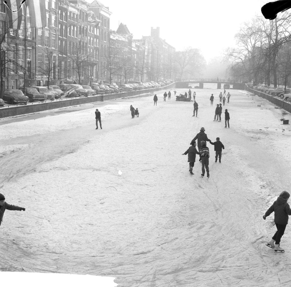 Schaatsen op de grachten, de Keizersgracht, Bestanddeelnr 918-6938