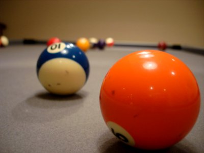 Scattered billiards balls photo