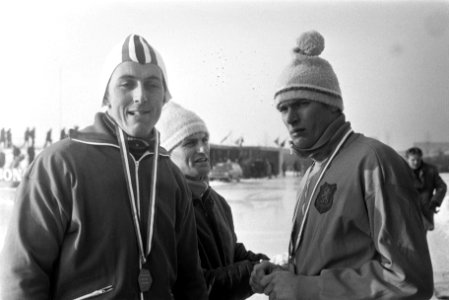 Schaatswedstrijd Nederland tegen Noorwegen in Heerenveen. Magne Thomassen, Leen , Bestanddeelnr 923-0971