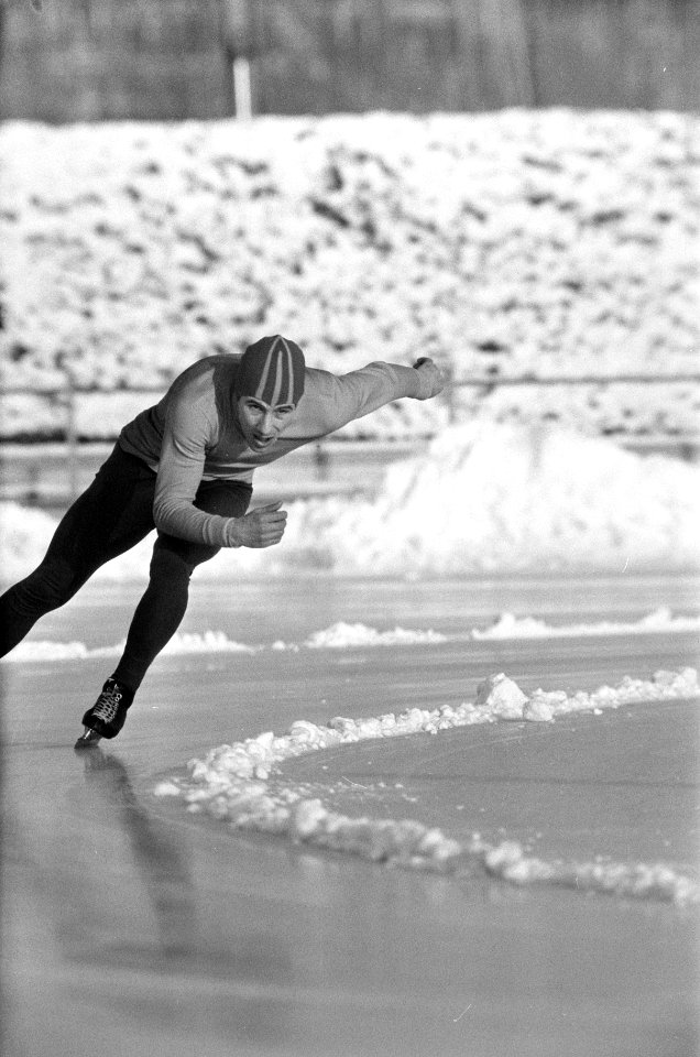 Schaatswedstrijd Nederland tegen Noorwegen in Heerenveen. Kees Verkerk in aktie, Bestanddeelnr 923-0974