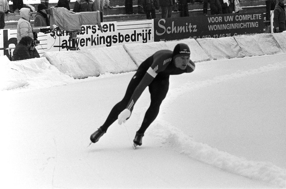 Schaatsinterland Nederland tegen Noorwegen in Groningen. Gert Jacobs in actie., Bestanddeelnr 931-8751