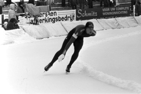 Schaatsinterland Nederland tegen Noorwegen in Groningen. Gert Jacobs in actie., Bestanddeelnr 931-8751