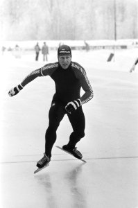 Schaatsinterland Nederland tegen Noorwegen in Groningen. Rolf Sibrandy in actie., Bestanddeelnr 931-8762