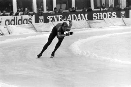 Schaatsinterland Nederland tegen Noorwegen in Groningen. Egbert Post in actie., Bestanddeelnr 931-8732