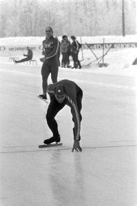 Schaatsinterland Nederland tegen Noorwegen in Groningen. Sprinter Lieuwe de Boer, Bestanddeelnr 931-8737