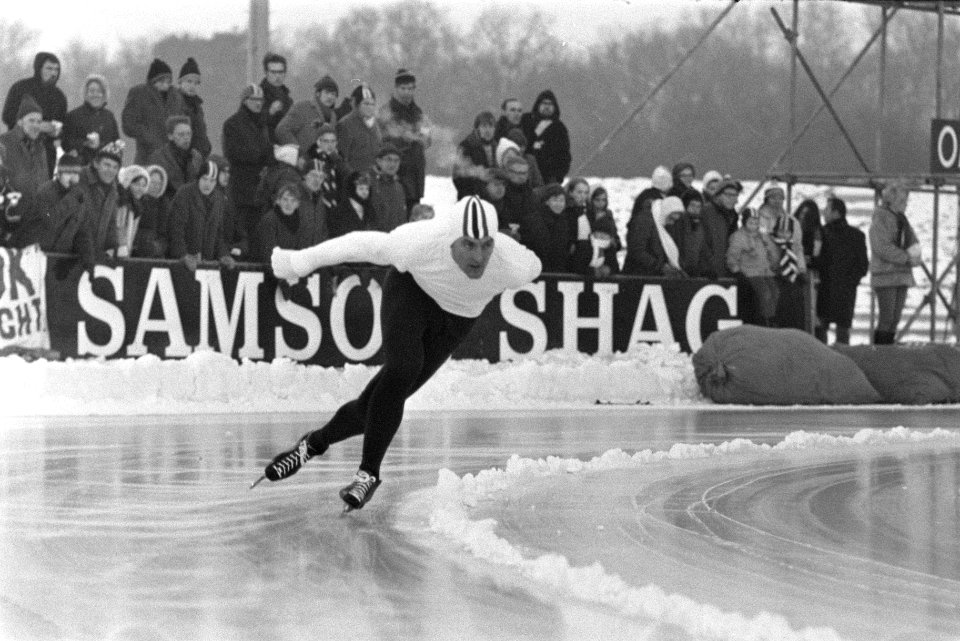 Schaatswedstrijd Nederland tegen Noorwegen in Heerenveen. Fred Anton Maier in ak, Bestanddeelnr 923-0981