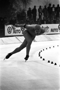 Schaatsinterland Nederland tegen Noorwegen in Eindhoven Sies Uilkema in aktie, Bestanddeelnr 928-9449