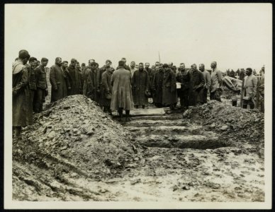 Scene at a burial of some of our men behind the line, Bestanddeelnr 158-0185