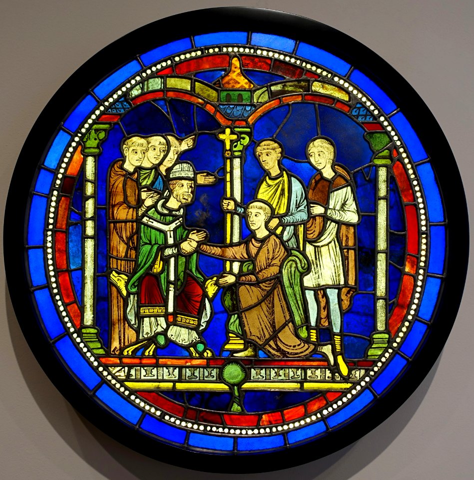 Scene from the Life of Thomas Becket, artist unknown, Britain or France, c. 1190-1205, metal, glass, vitreous paint - Fogg Art Museum, Harvard University - DSC01872