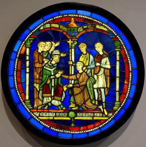 Scene from the Life of Thomas Becket, artist unknown, Britain or France, c. 1190-1205, metal, glass, vitreous paint - Fogg Art Museum, Harvard University - DSC01872