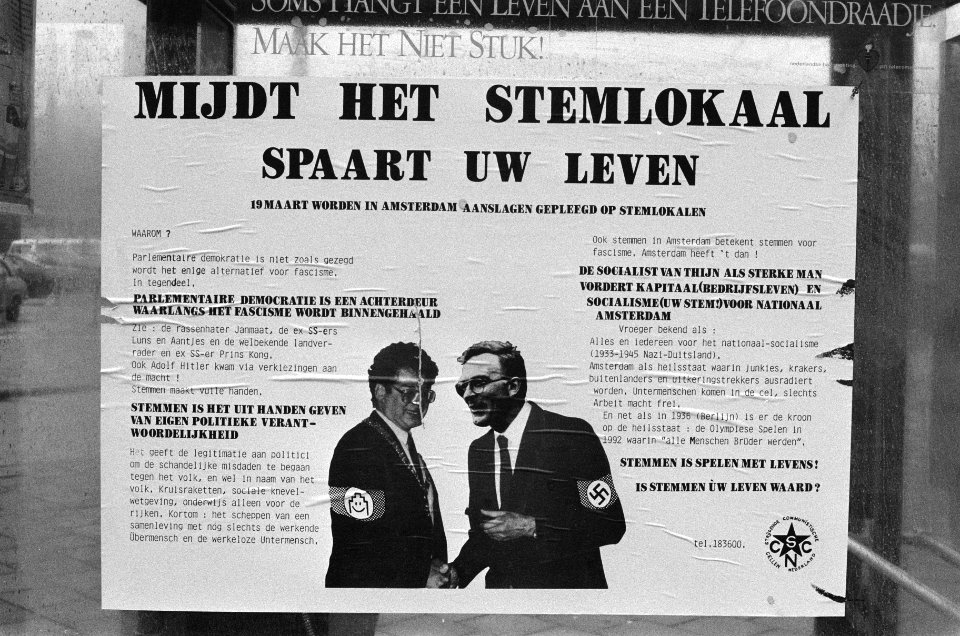 SCCN-pamflet dreigt met aanslagen op stemlokalen, Bestanddeelnr 933-5986