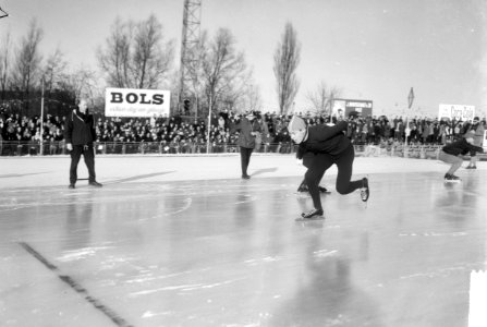 Schaatskampioenschappen op de Jaap Edenbaan te Amsterdam Rudi Liebrechts in acti, Bestanddeelnr 917-2995