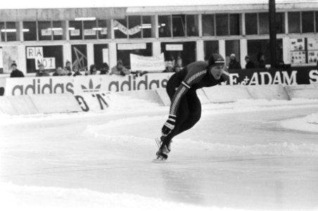 Schaatsinterland Nederland tegen Noorwegen in Groningen. Rolf Sibrandy in actie., Bestanddeelnr 931-8763