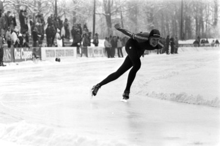 Schaatsinterland Nederland tegen Noorwegen in Groningen. Harm van der Pal in act, Bestanddeelnr 931-8760