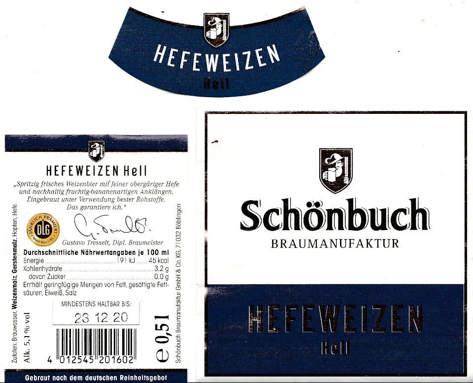 Schönbuch Braumanufaktur GmbH & Co. KG - Hefeweizen Hell
