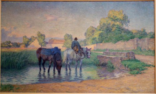 Scene at Fleury, France, by Walter Griffin, 1893, oil on canvas - Chazen Museum of Art - DSC02251