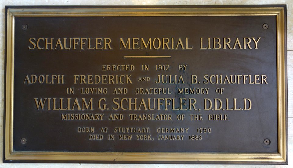 Schauffler Memorial Library plaque - Northfield Mount Hermon School - DSC07506