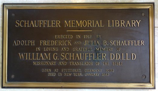 Schauffler Memorial Library plaque - Northfield Mount Hermon School - DSC07506