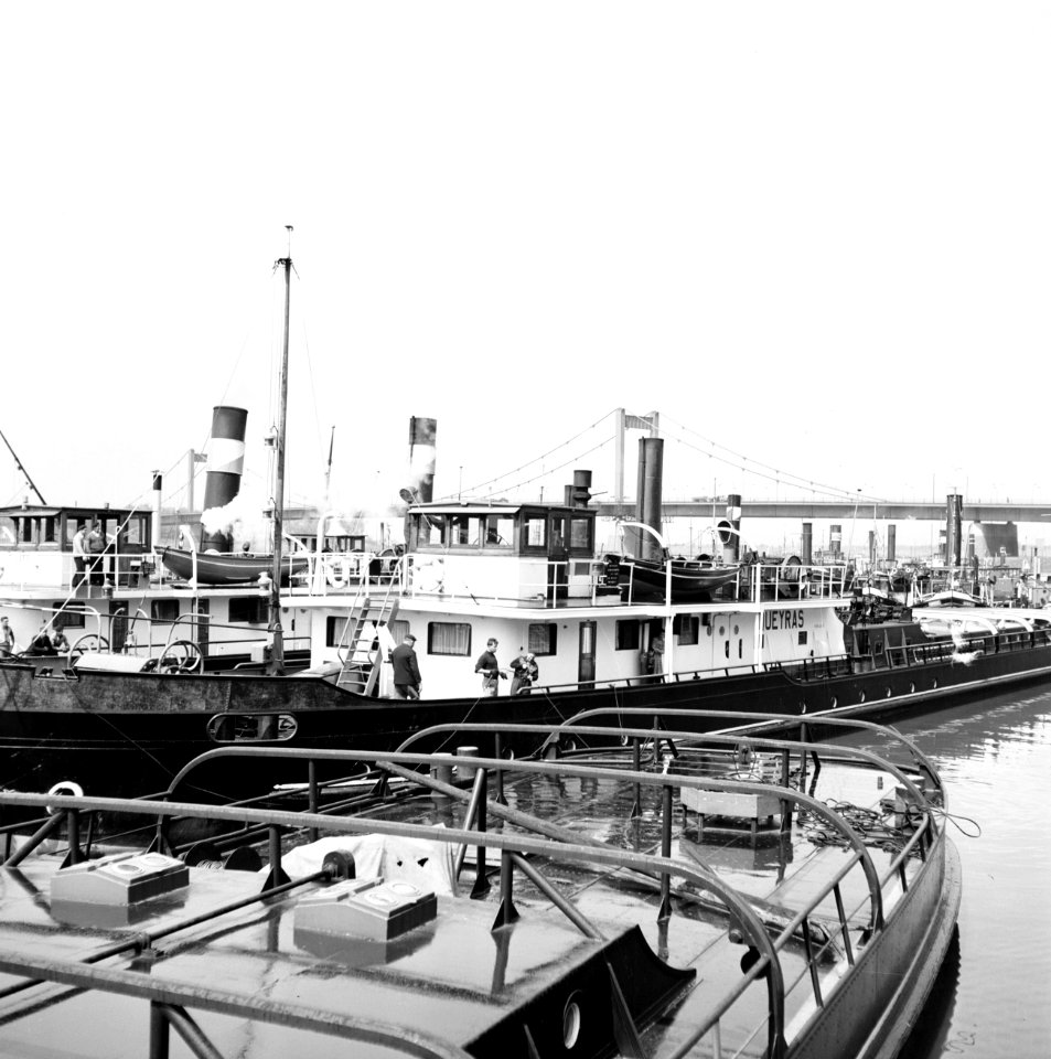Schepen waaronder de Queyras in de haven Duisburg-Ruhrort, Bestanddeelnr 254-0987