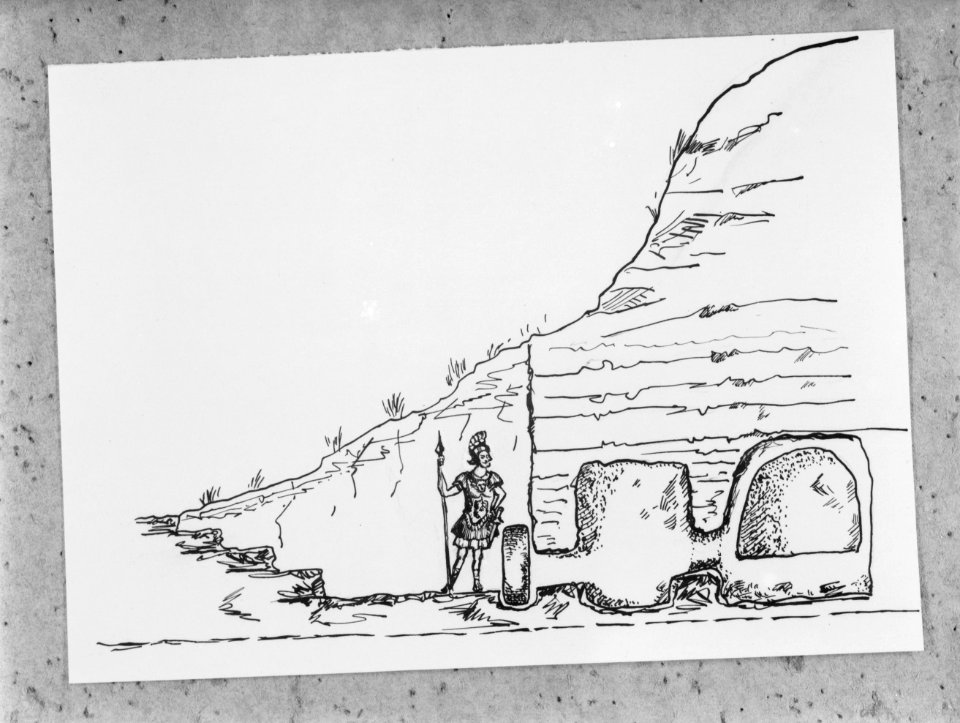 Schetsen, doorsnedes, graven, rolstenen, Israël, Bestanddeelnr 254-6113