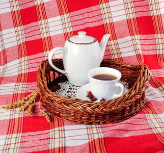 Teapot drink tablecloth photo