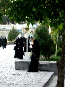 Saudi Arabian woman with Niqab taking photo from Mosque of Mohammad al Mahruq - Nishapur 1