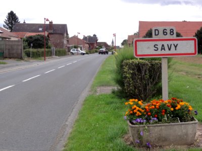 Savy (Aisne) city limit sign
