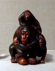 Saru, okimono by Homin, Japan, mid 19th century AD, boxwood - Spurlock Museum, UIUC - DSC06039