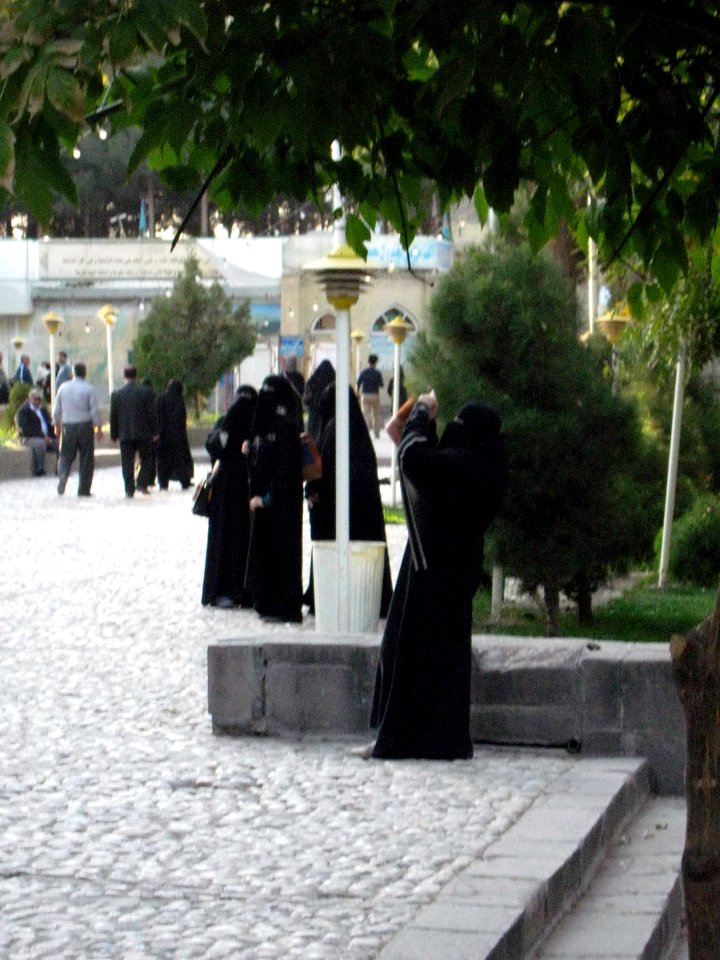 Saudi Arabian woman with Niqab taking photo from Mosque of Mohammad al Mahruq - Nishapur 3