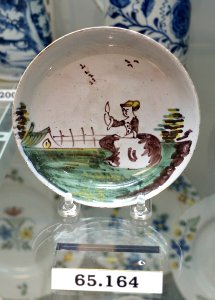 Saucer, Liverpool, England, 1755-1760, tin-glazed earthenware, HD 65.164 - Flynt Center of Early New England Life - Deerfield, Massachusetts - DSC04407