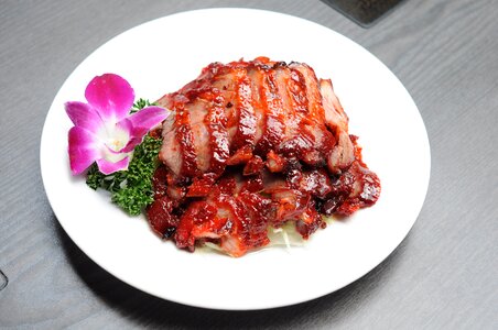Honey sauce char siew hong kong style restaurant cuisine