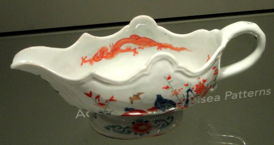 Sauceboat with Quail Design, Jingdezhen, China, c. 1730-1740, decorated in England, c. 1740-1750, hard-paste porcelain with overglaze enamels - Gardiner Museum, Toronto - DSC00559 photo