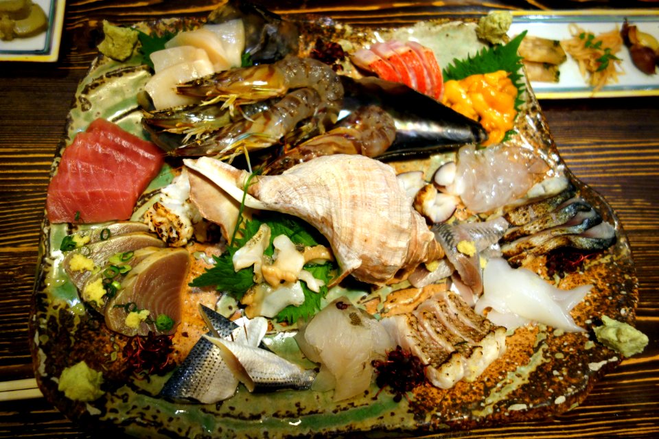 Sashimi dish - Tokyo, Japan - DSC02158
