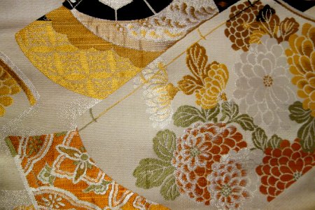 Sashes (obi), Japan, view 2, 20th century, silk, gold thread - Textile Museum of Canada - DSC00875