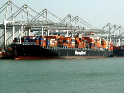 Savannah Express, at the Amazone harbour, Port of Rotterdam, Holland 04-May-2006