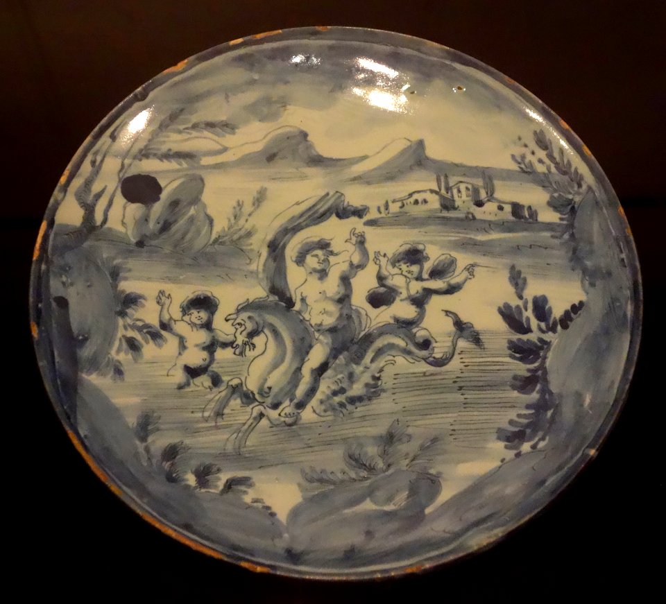 Saucer with Mythological Scene, late 17th to early 18th century, maiolica - Accademia Ligustica di Belle Arti - DSC02163